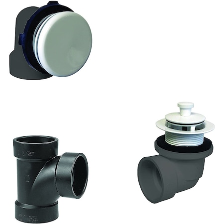 Westbrass Illusionary Overflow, Sch. 40 ABS Plumbers Pack W/ Lift and Turn Bath Drain in Powdercoated White D594AHRK-50